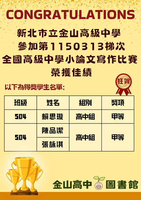 得獎名單公告